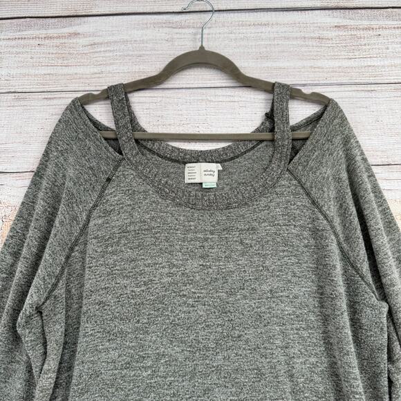 Saturday Sunday Anthropologie Cold Shoulder Sweater Womens XL Heathered Gray - Picture 3 of 13